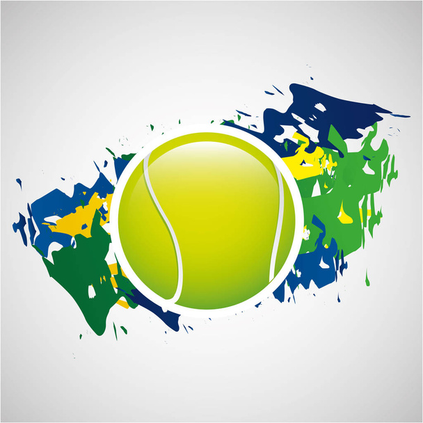 Ball Tennis Olympische Spiele brasilianische Flagge Farben - Vektor, Bild