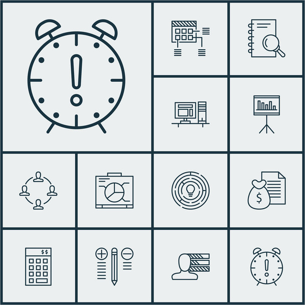Set Of Project Management Icons On Time Management, Decision Making And Presentation Topics. Editable Vector Illustration. Includes Workspace, Dashboard, Right And More Vector Icons. - Vector, Image