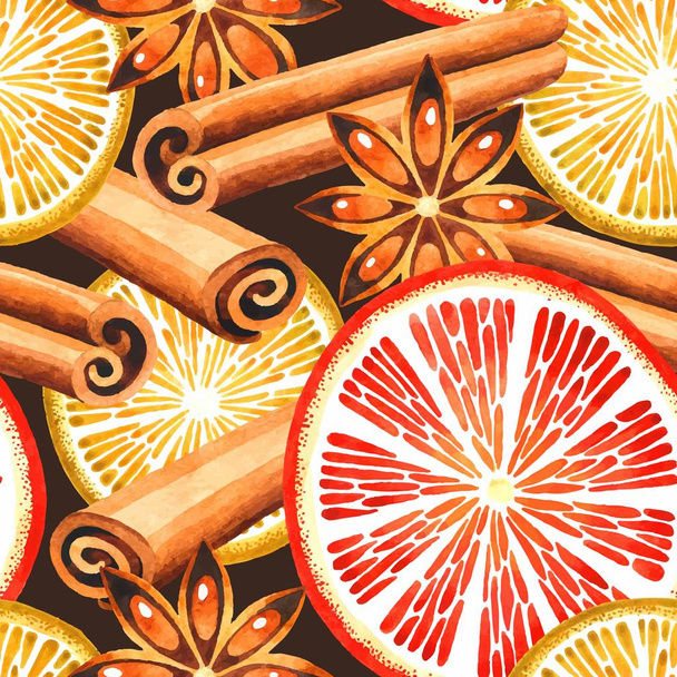 Orange and cinnamon seamless - Vettoriali, immagini