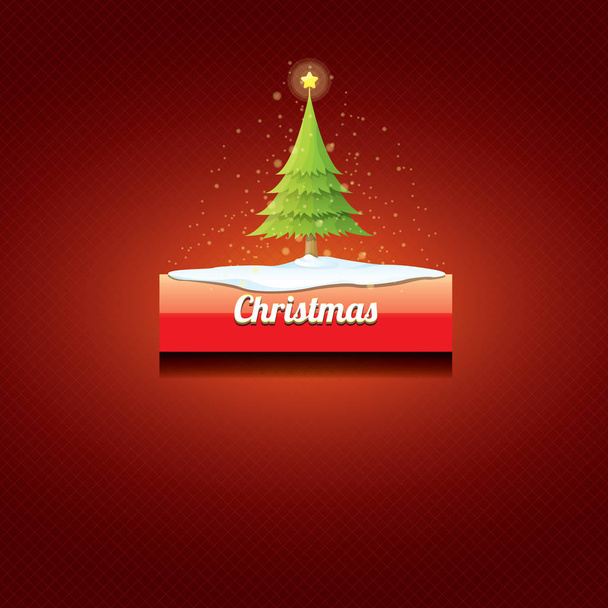 vector Christmas red button with christmas tree - Vector, Image