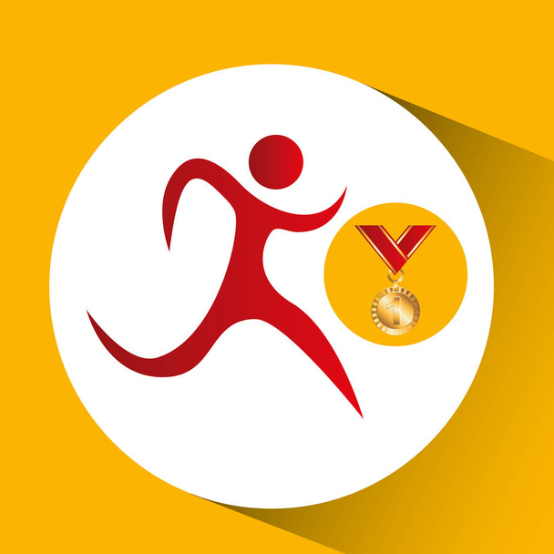 ícone olímpico de atletismo medalha de ouro
 - Vetor, Imagem