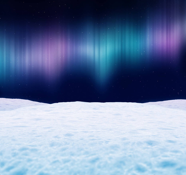 Polarlichter am Nachthimmel. 3D-Illustration. - Foto, Bild