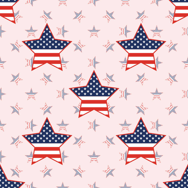 USA patriotic stars seamless pattern on national stars background. - Vektor, Bild