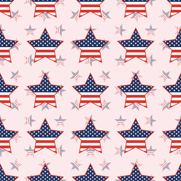 USA patriotic stars seamless pattern on national stars background. - Вектор,изображение