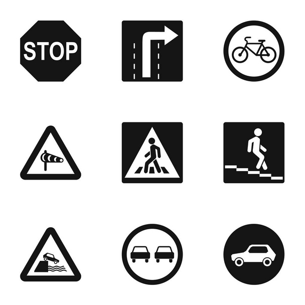 Sign warning icons set, simple style - Wektor, obraz