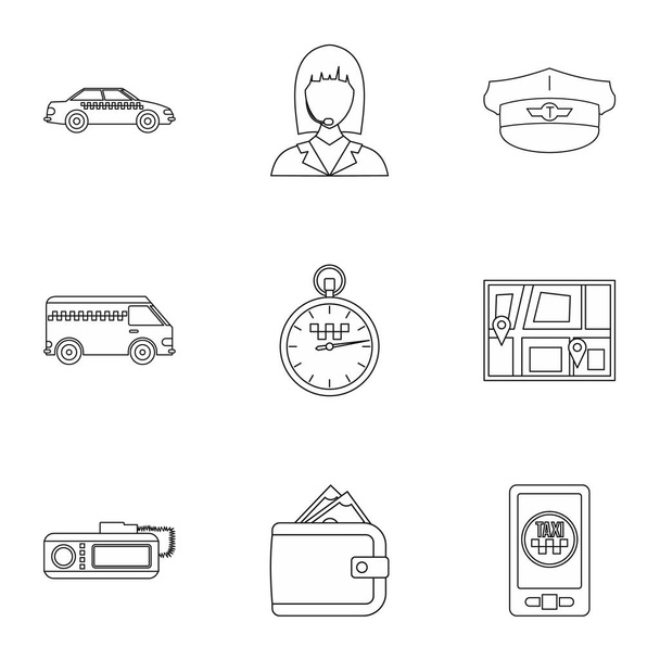 Call taxi icons set, outline style - Vecteur, image