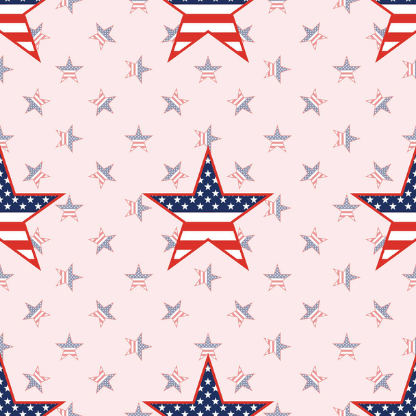 US patriotic stars seamless pattern on national stars background. - Vector, afbeelding