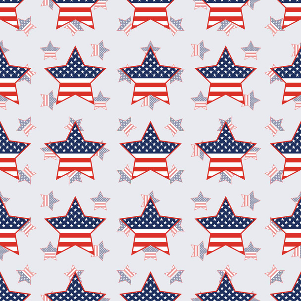 USA patriotic stars seamless pattern on american stars background. - Vector, imagen