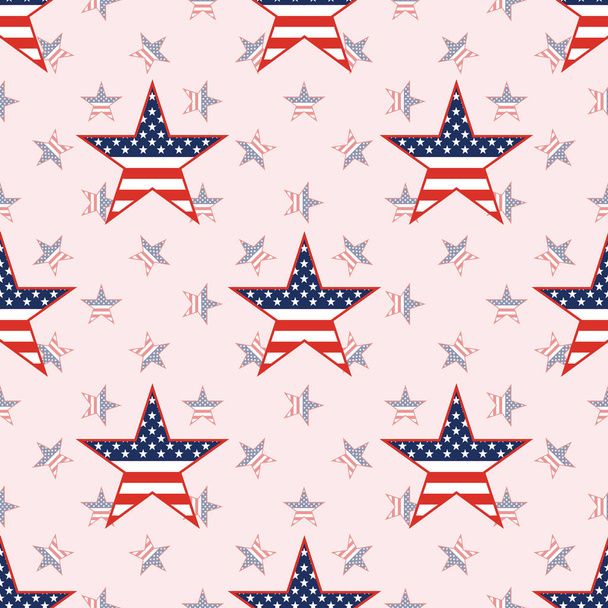 US patriotic stars seamless pattern on national stars background. - ベクター画像