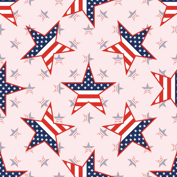US patriotic stars seamless pattern on national stars background. - Vetor, Imagem