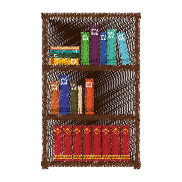 hand drawing colored bookshelf home - Διάνυσμα, εικόνα