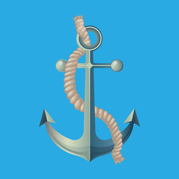 Anchor with Rope Vector Illustration Isolated - Vektor, Bild