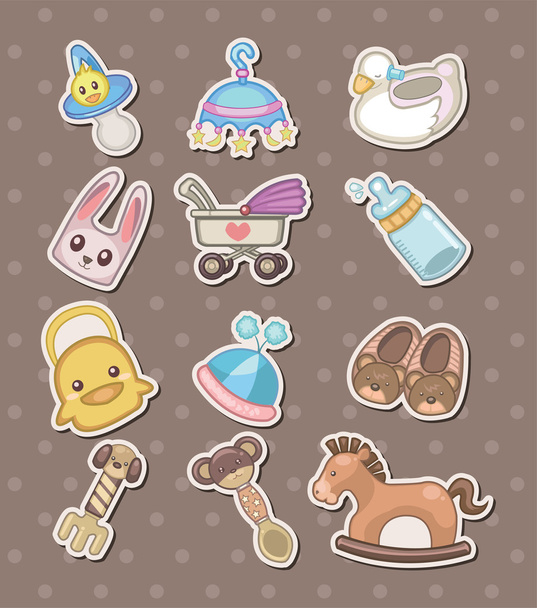 baby stuff stickers - Vetor, Imagem