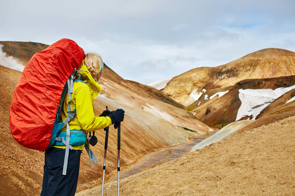 hiker in the mountains, Iceland - Valokuva, kuva