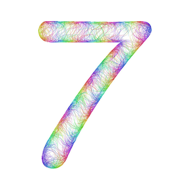 Rainbow sketch font design - numero 7
 - Vettoriali, immagini