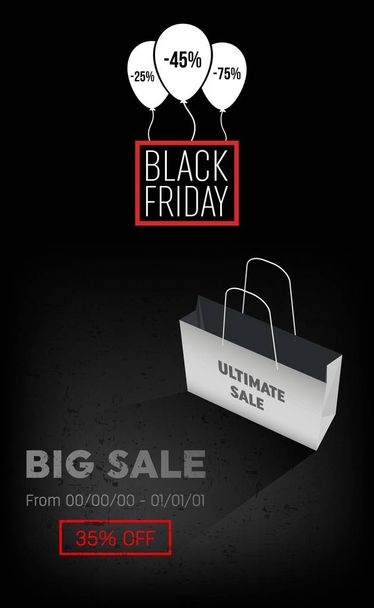 Abstract vector black friday sale layout background. For art template design, list, page, mockup brochure style, banner, idea, cover, booklet, print, flyer, book, blank, card, ad, sign, poster, badge - Vektör, Görsel