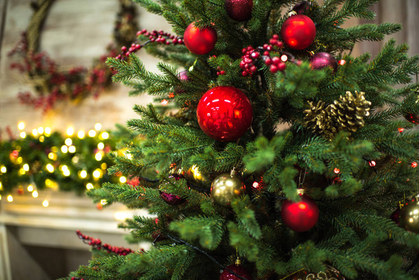Fir tree with Christmas decorations  - Photo, Image
