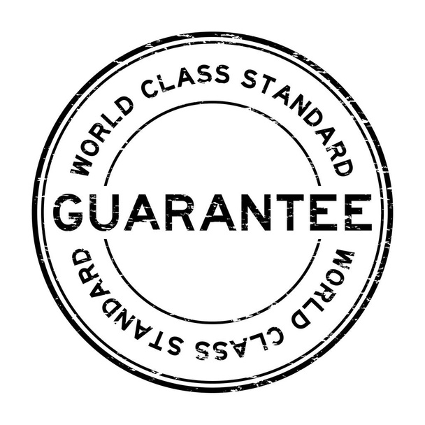 Grunge fekete világszínvonalú standard garancia kerek gumibélyegző - Vektor, kép