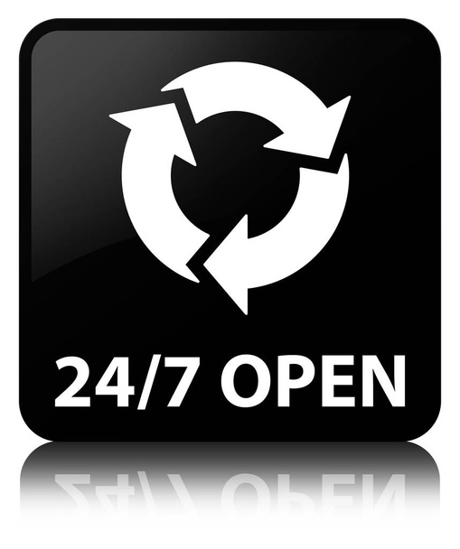 24 / 7 botão quadrado preto aberto
 - Foto, Imagem
