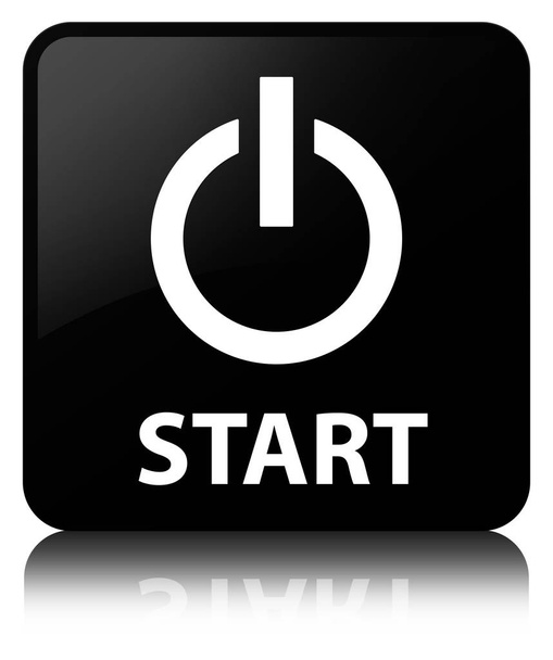Kwadratowy przycisk Start (władza ikona) czarny - Zdjęcie, obraz
