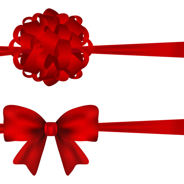 Set of red bows on a white background - Vector, Image