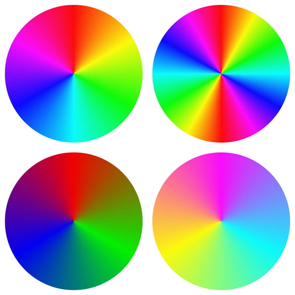 Isolated gradient rainbow circle design set - Vector, Image
