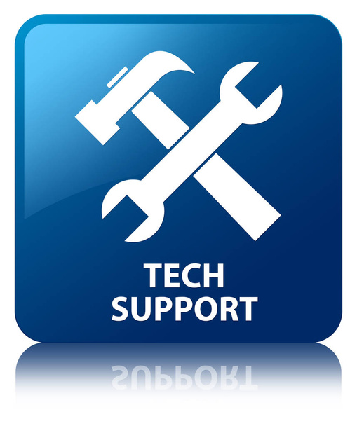 Tech support (tools icon) blue square button - Photo, Image