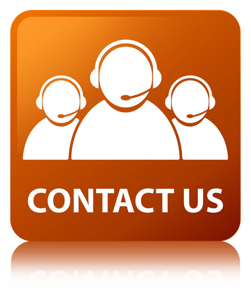 Kontaktujte nás (zákaznické péče tým ikonu) hnědé čtvercové tlačítko - Fotografie, Obrázek