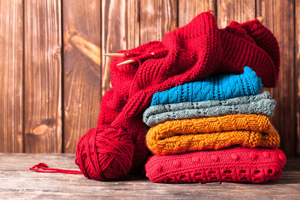 Color knitted clothes - Foto, Bild
