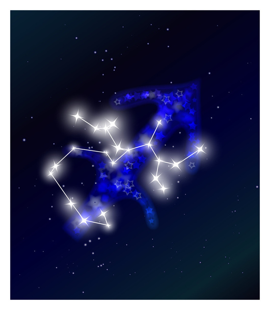 Horoscoop en dierenriem sterrenbeeld op de sterrenhemel - Vector, afbeelding