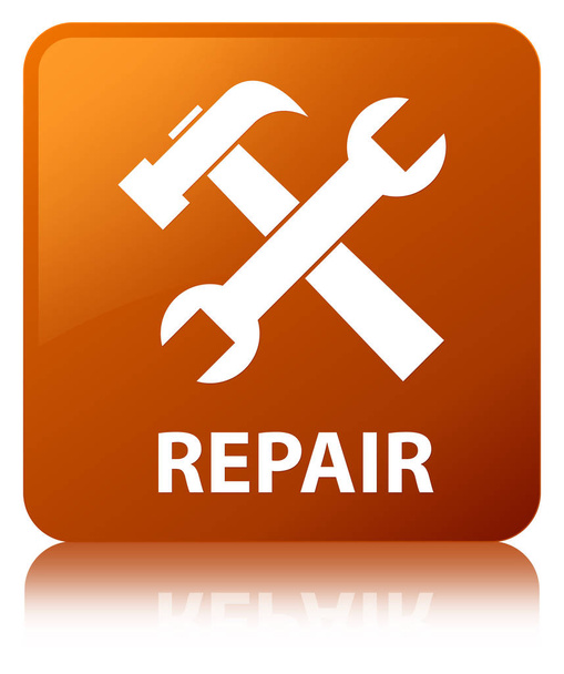 Reparação (ícone de ferramentas) botão quadrado marrom
 - Foto, Imagem