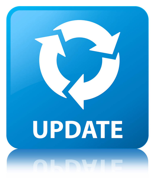 Modré čtvercové tlačítko Update (Aktualizovat ikony) azurová - Fotografie, Obrázek