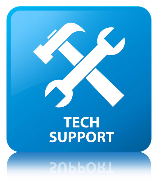 Soporte técnico (icono de herramientas) botón cuadrado azul cian
 - Foto, Imagen