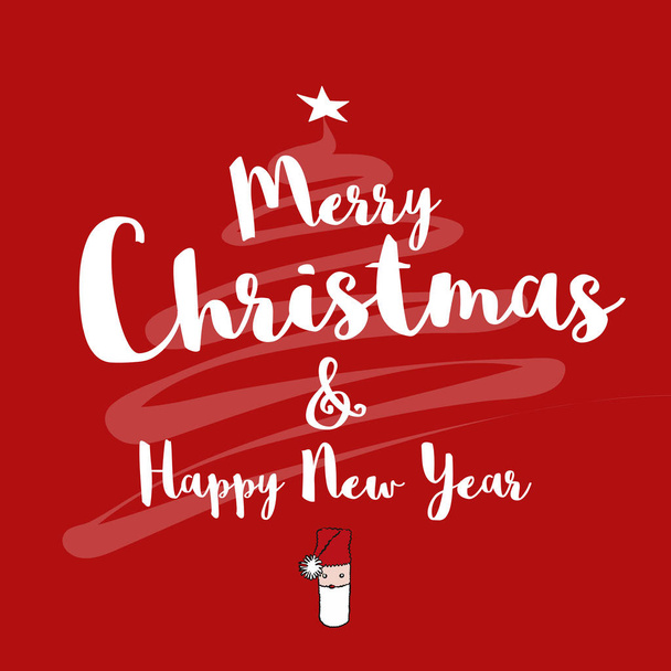 Sketched Merry Christmas and Happy New Year Greeting Card - Vector, Image