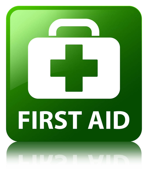 First aid green square button - Photo, Image