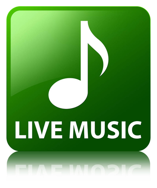 Live muziek groene vierkante knop - Foto, afbeelding