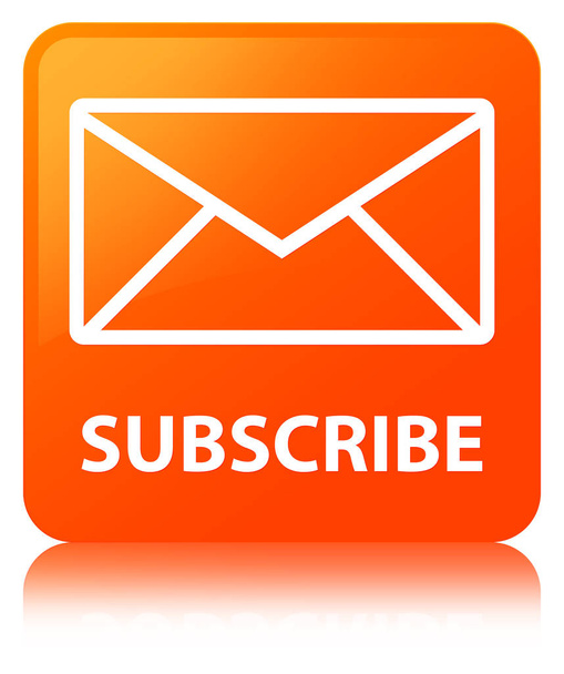 Assinar (ícone de e-mail) botão quadrado laranja
 - Foto, Imagem
