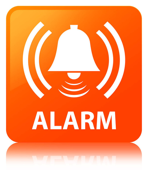 Alarm (zil simgesini) turuncu kare düğmesi - Fotoğraf, Görsel