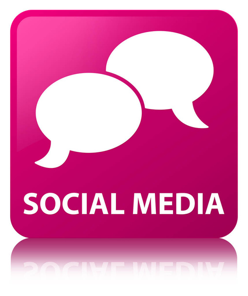 Médias sociaux (icône de bulle de chat) bouton carré rose
 - Photo, image