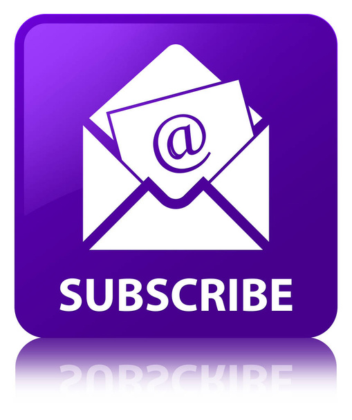 Assine (ícone de e-mail de newsletter) botão quadrado roxo
 - Foto, Imagem