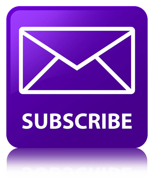 Assinar (ícone de e-mail) botão quadrado roxo
 - Foto, Imagem