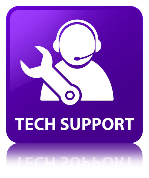 Tech-Unterstützung lila quadratischen Knopf - Foto, Bild