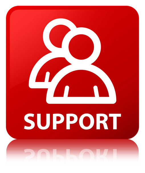 Támogatás (csoport ikon) piros négyzet gomb - Fotó, kép