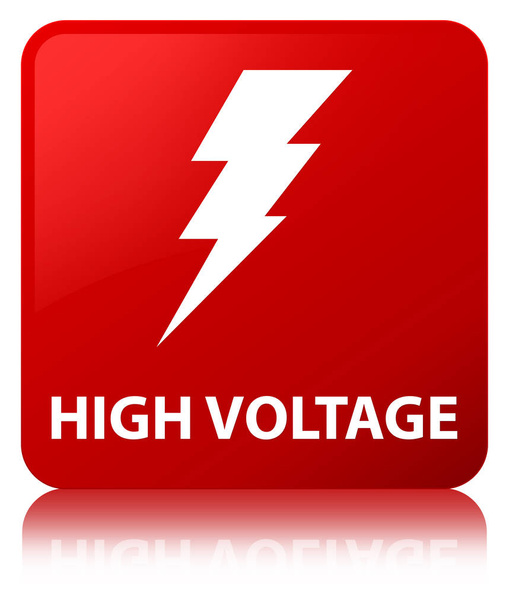 Bouton carré rouge haute tension (icône électrique)
 - Photo, image
