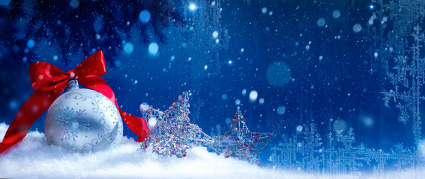 art blue snow christmas background - Photo, Image