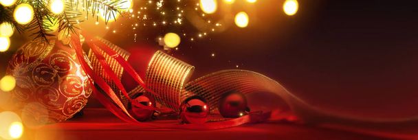 Merry Christmas; Holidays background with Xmas tree decoration o - Фото, изображение