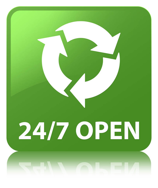 Botón cuadrado verde suave abierto 24 / 7
 - Foto, imagen