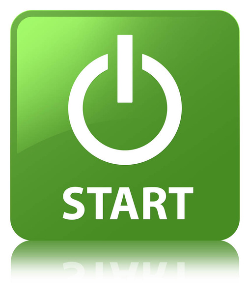 Μαλακό πράσινο τετράγωνο κουμπί Start (εικονίδιο δύναμης) - Φωτογραφία, εικόνα