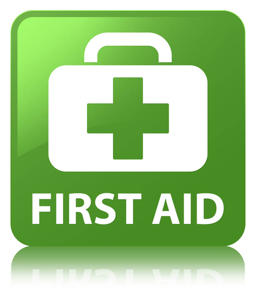 Botón cuadrado verde suave de primeros auxilios
 - Foto, Imagen