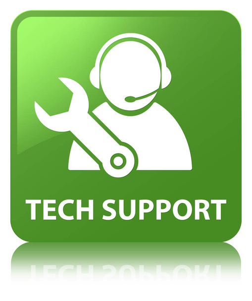 Tech podporu měkký zelený čtvercové tlačítko - Fotografie, Obrázek
